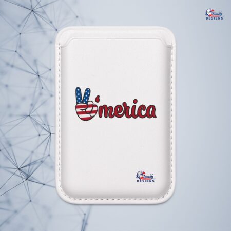 ’Merica Patriotic Vegan MagSafe Wallet — American Flag Peace Sign Money Card Holder