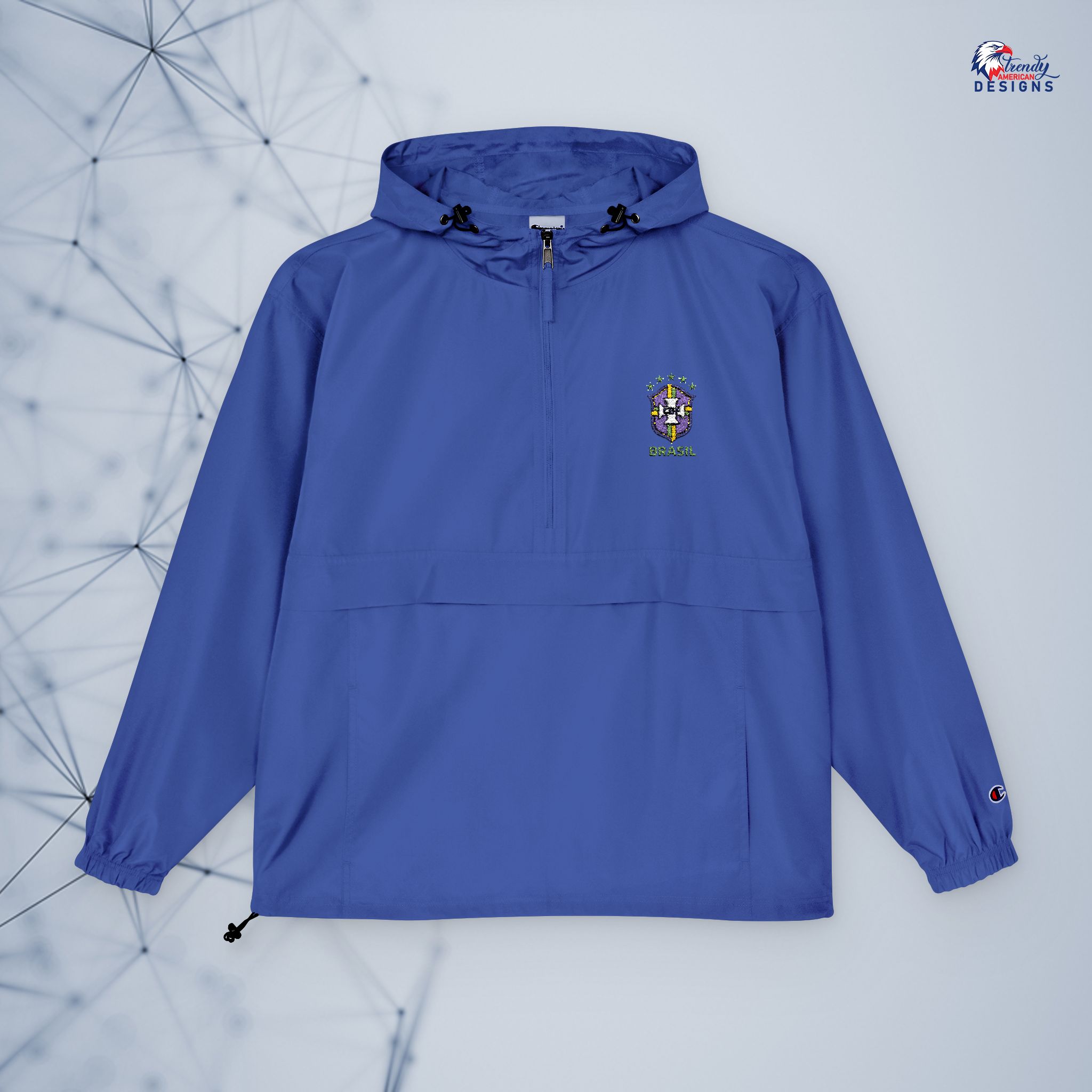 Packable Anorak Jacket — Yellow Hooded Windbreaker with Small Crest Brazil football fan - Image 3