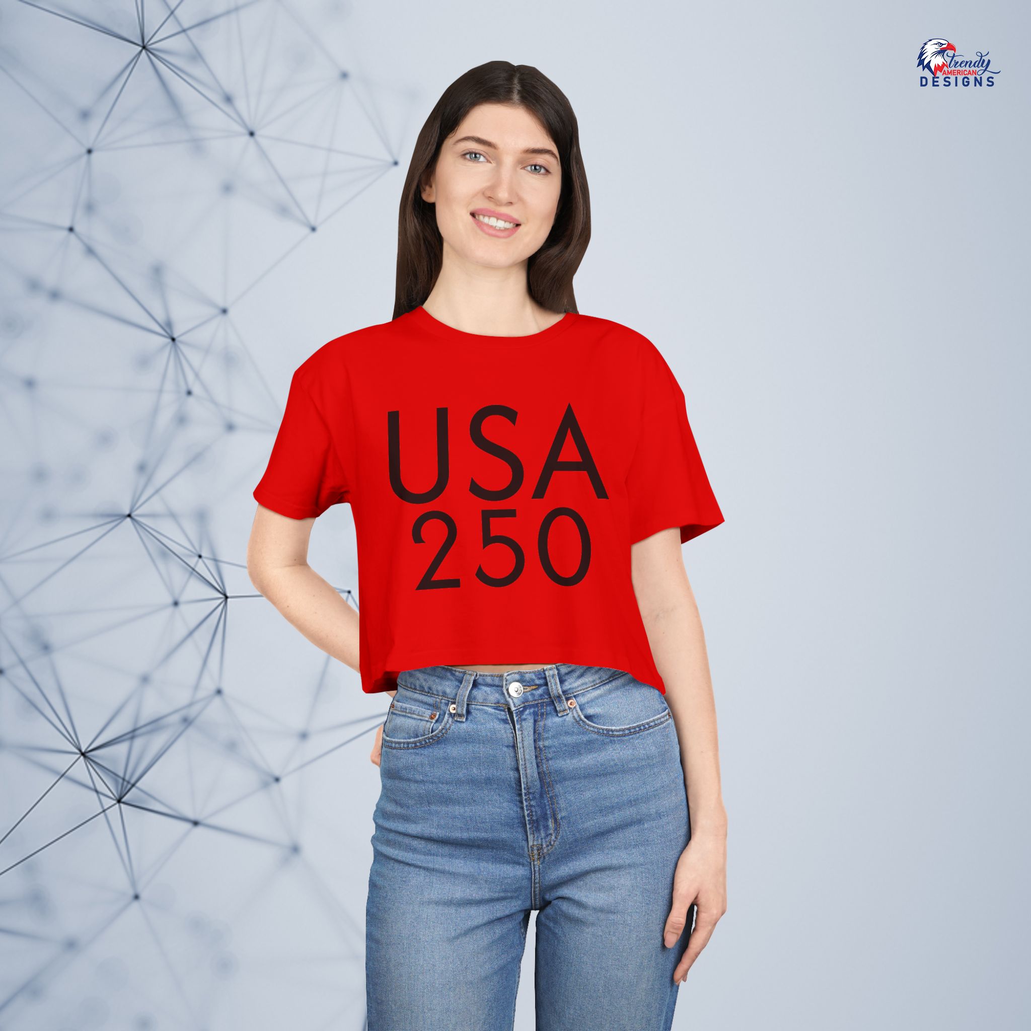 USA 250 Women’s Crop Tee — Patriotic 250th Anniversary Top - Image 2