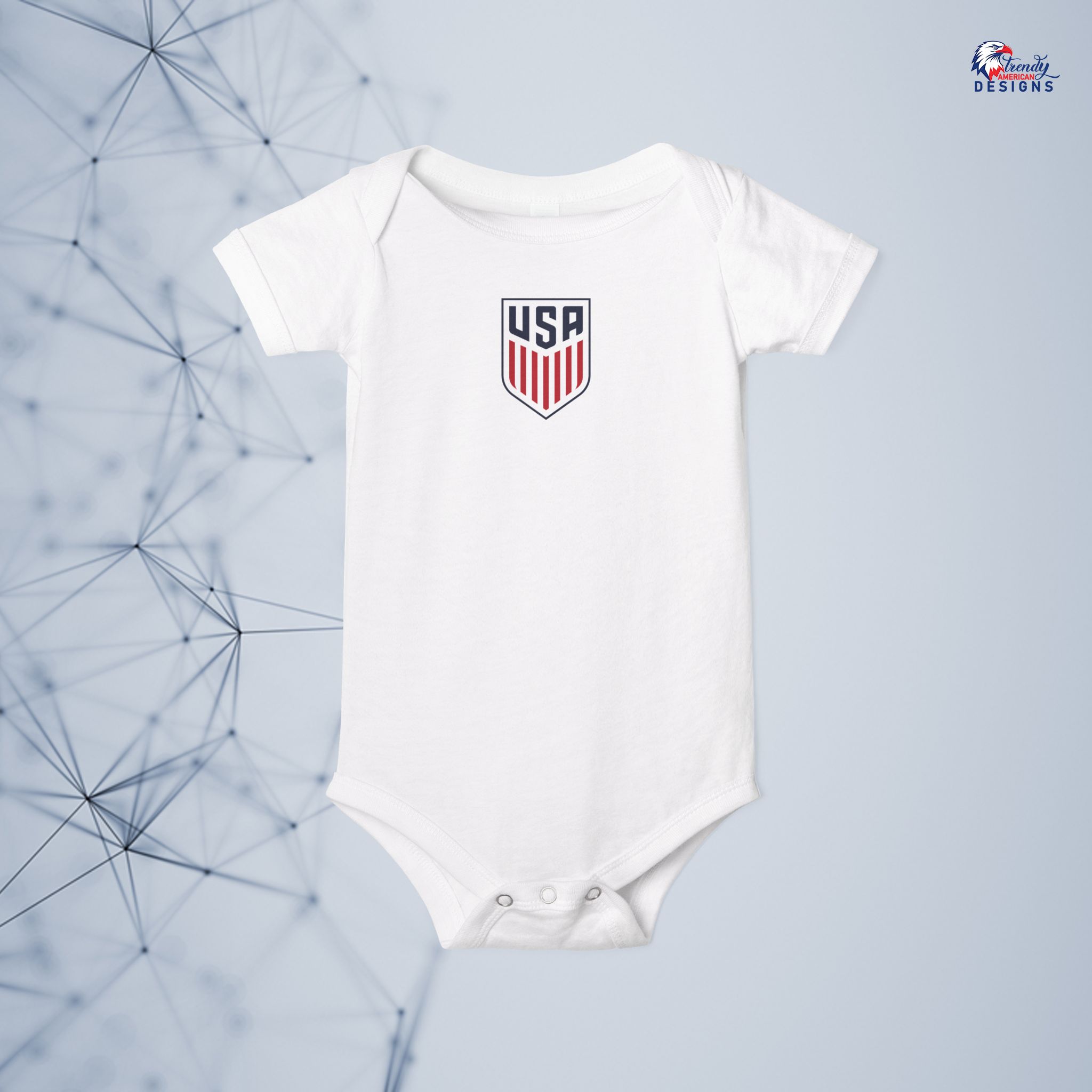USA Infant Onesie — Baby Jersey One-Piece with USA Football fan World cup Logo - Image 2
