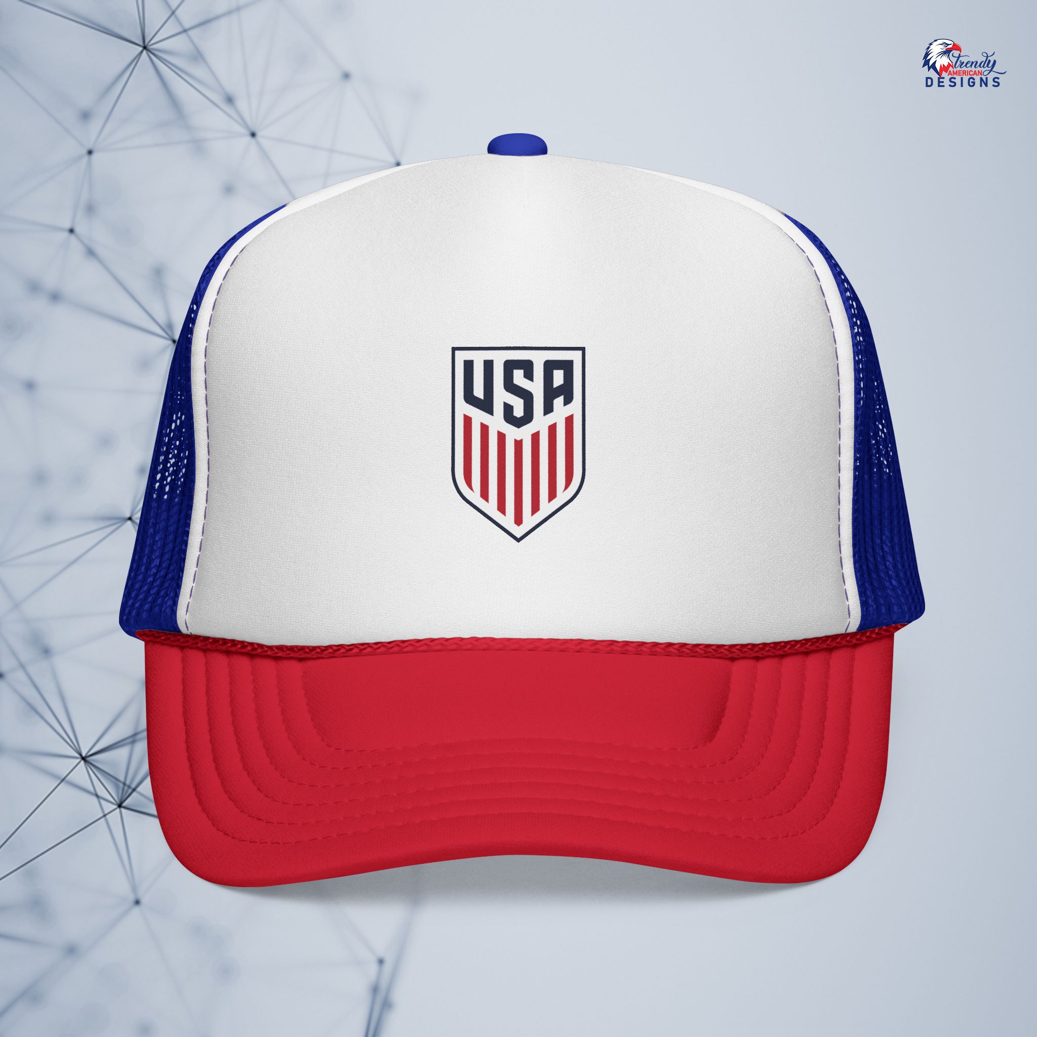 USA Shield Trucker Cap — Embroidered Patriotic Mesh for Football supporter - Image 4