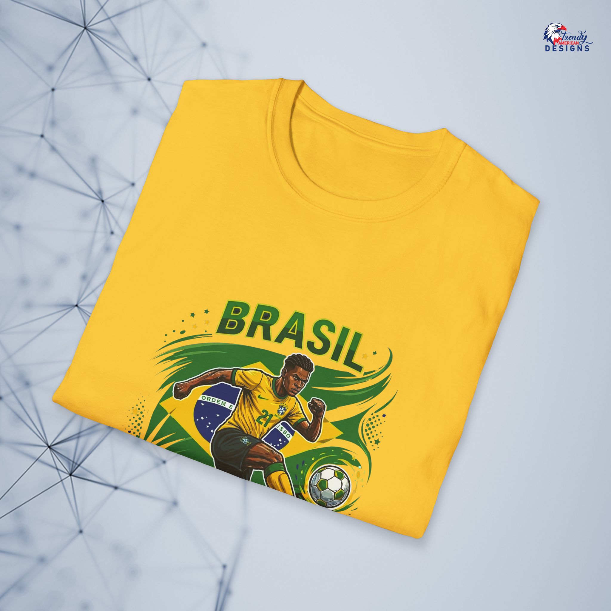 Brasil Soccer T-Shirt — Yellow Brazil Football Fan Tee - Image 2