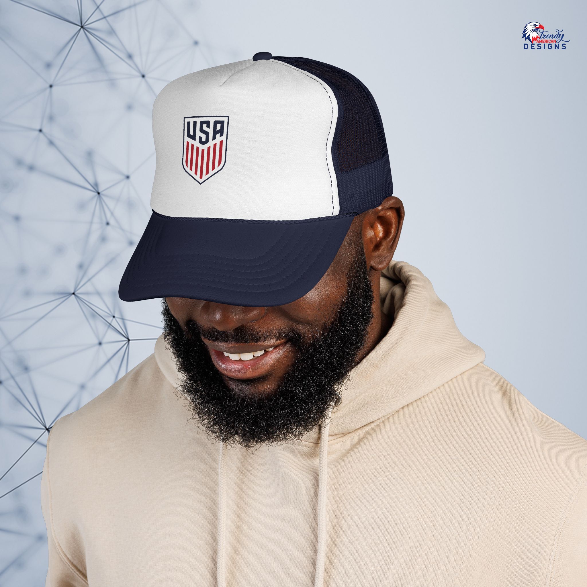 USA Shield Trucker Cap — Embroidered Patriotic Mesh for Football supporter - Image 9