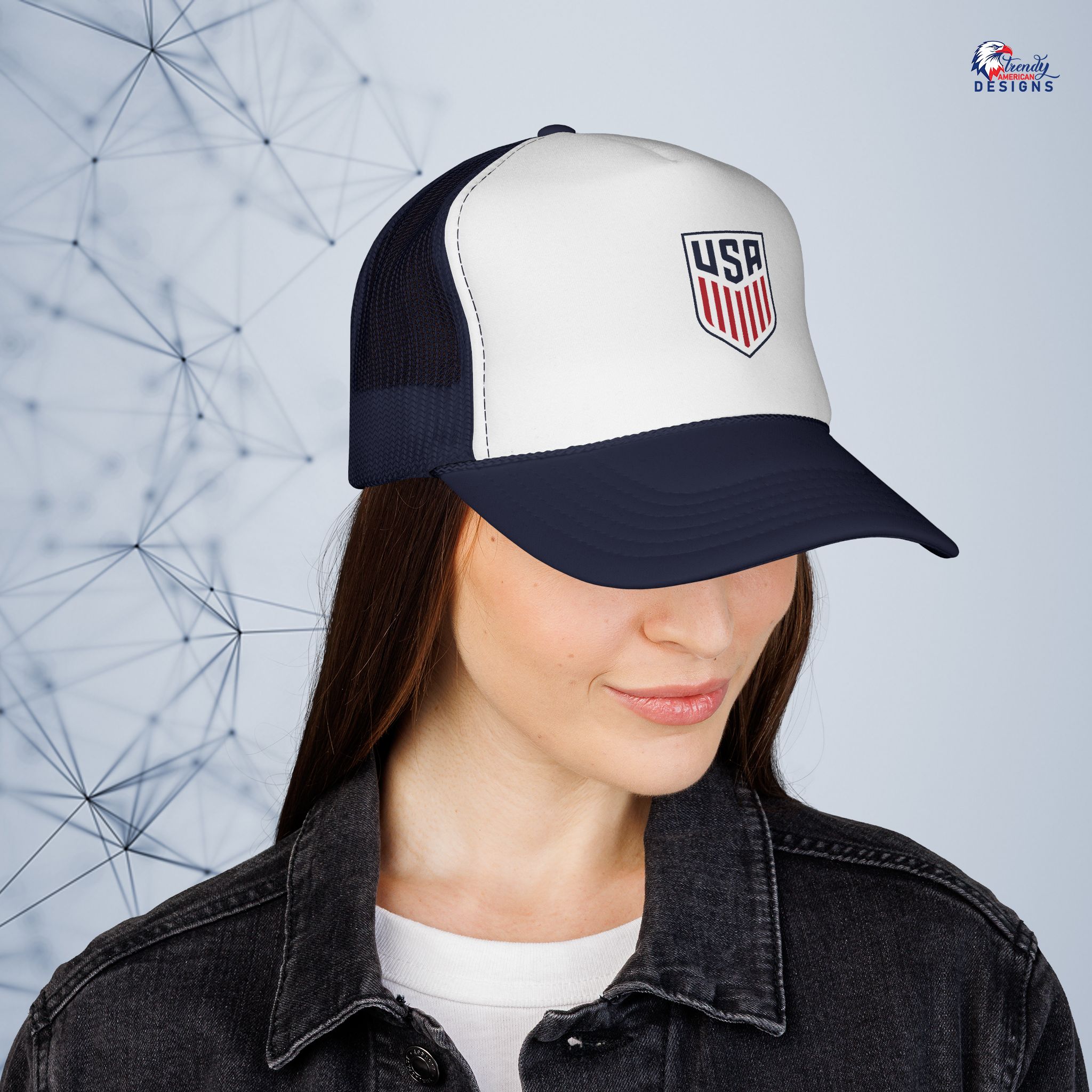 USA Shield Trucker Cap — Embroidered Patriotic Mesh for Football supporter - Image 8