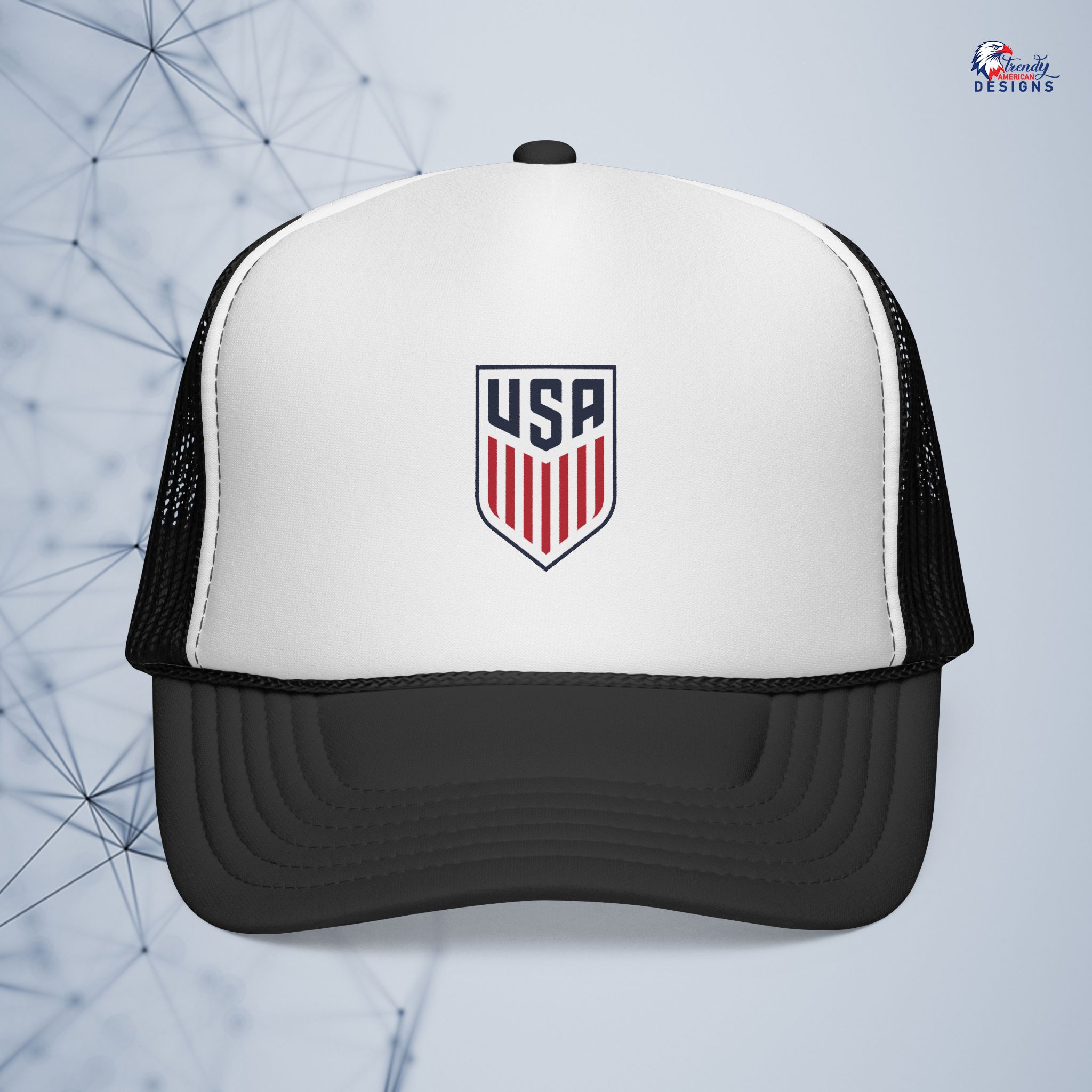 USA Shield Trucker Cap — Embroidered Patriotic Mesh for Football supporter - Image 2