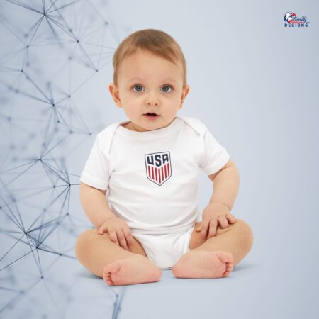 USA Infant Onesie — Baby Jersey One-Piece with USA Football fan World cup Logo
