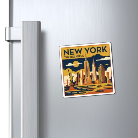 New York City Skyline Magnet — 'New York The Big Apple' Vintage Travel Souvenir