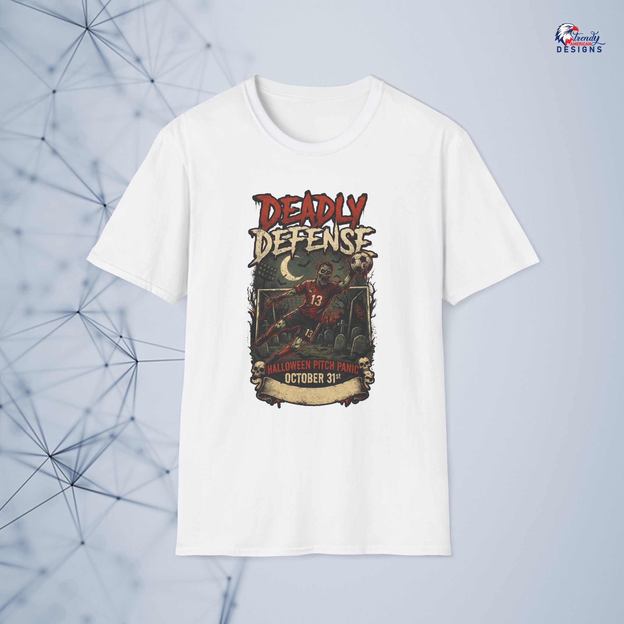 Deadly Defense Graphic Tee — Halloween Zombie Football Design - Image 8