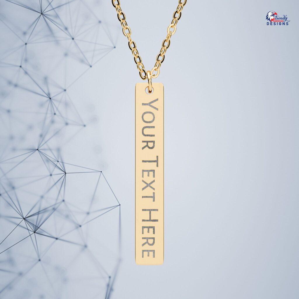Engraved Vertical Bar Necklace — Personalized Text Pendant