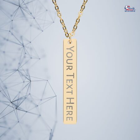 Engraved Vertical Bar Necklace — Personalized Text Pendant