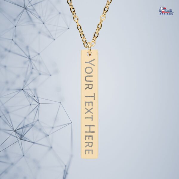 Engraved Vertical Bar Necklace — Personalized Text Pendant