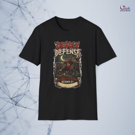 Deadly Defense Graphic Tee — Halloween Zombie Football Design