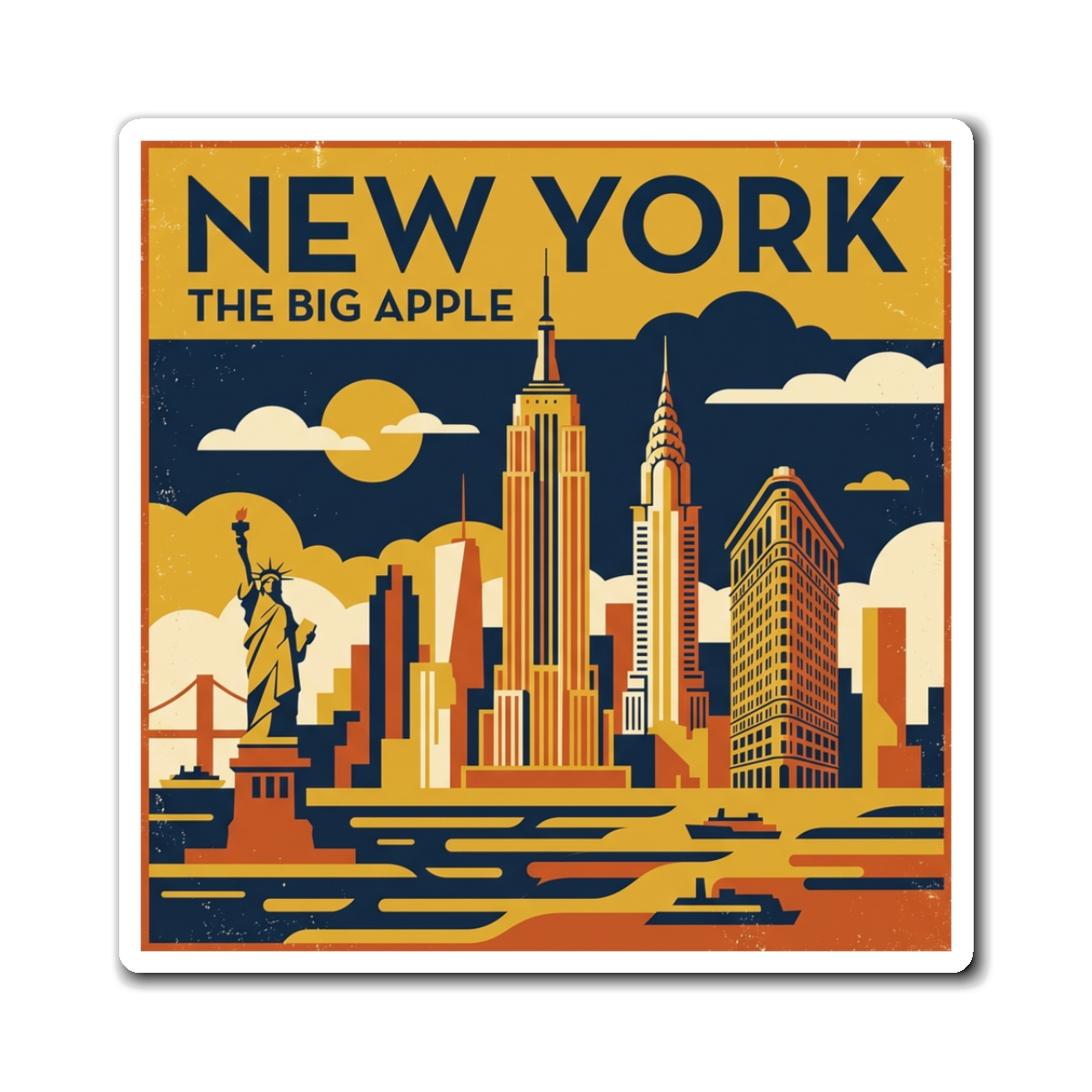 New York City Skyline Magnet — 'New York The Big Apple' Vintage Travel Souvenir - Image 2