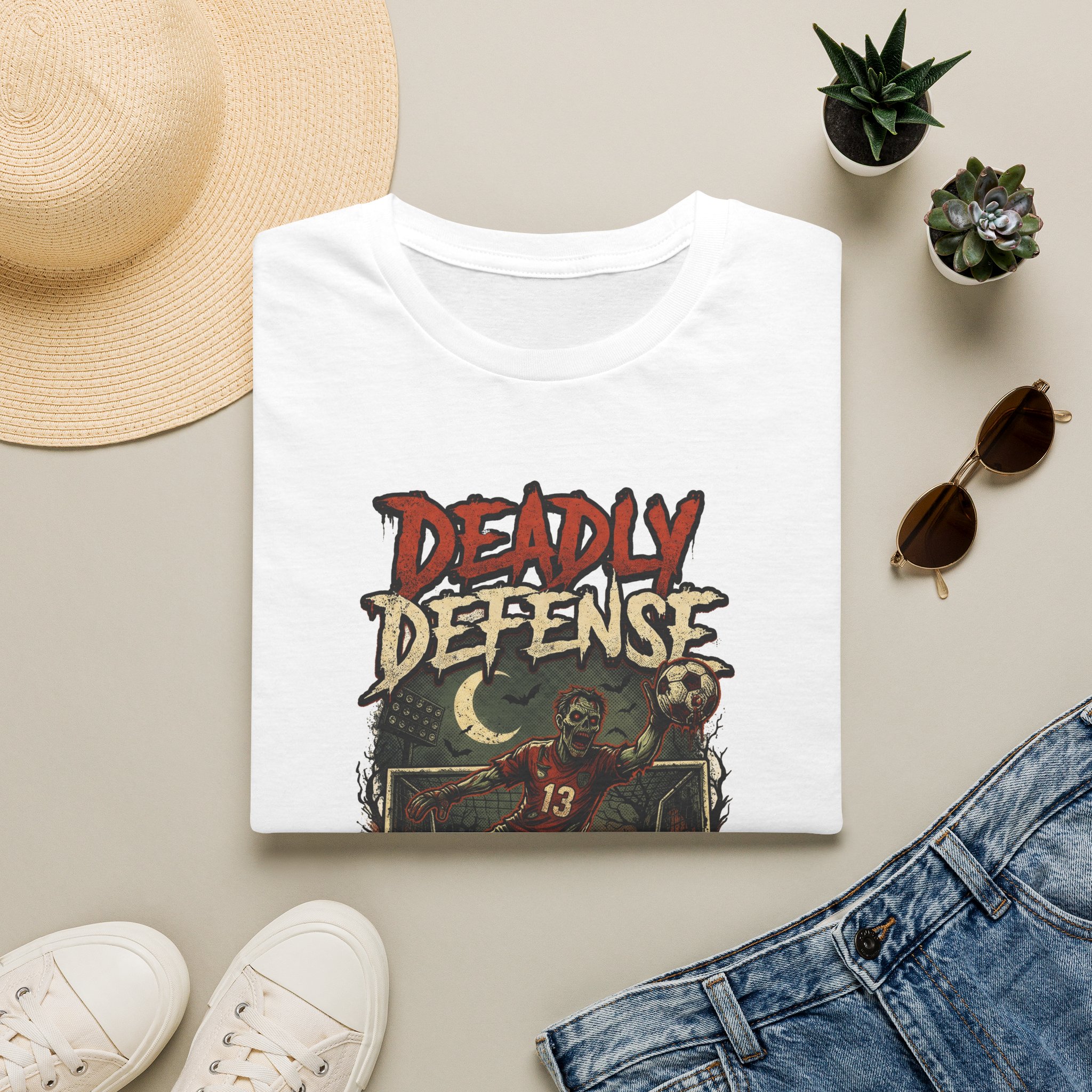Deadly Defense Graphic Tee — Halloween Zombie Football Design - Image 6