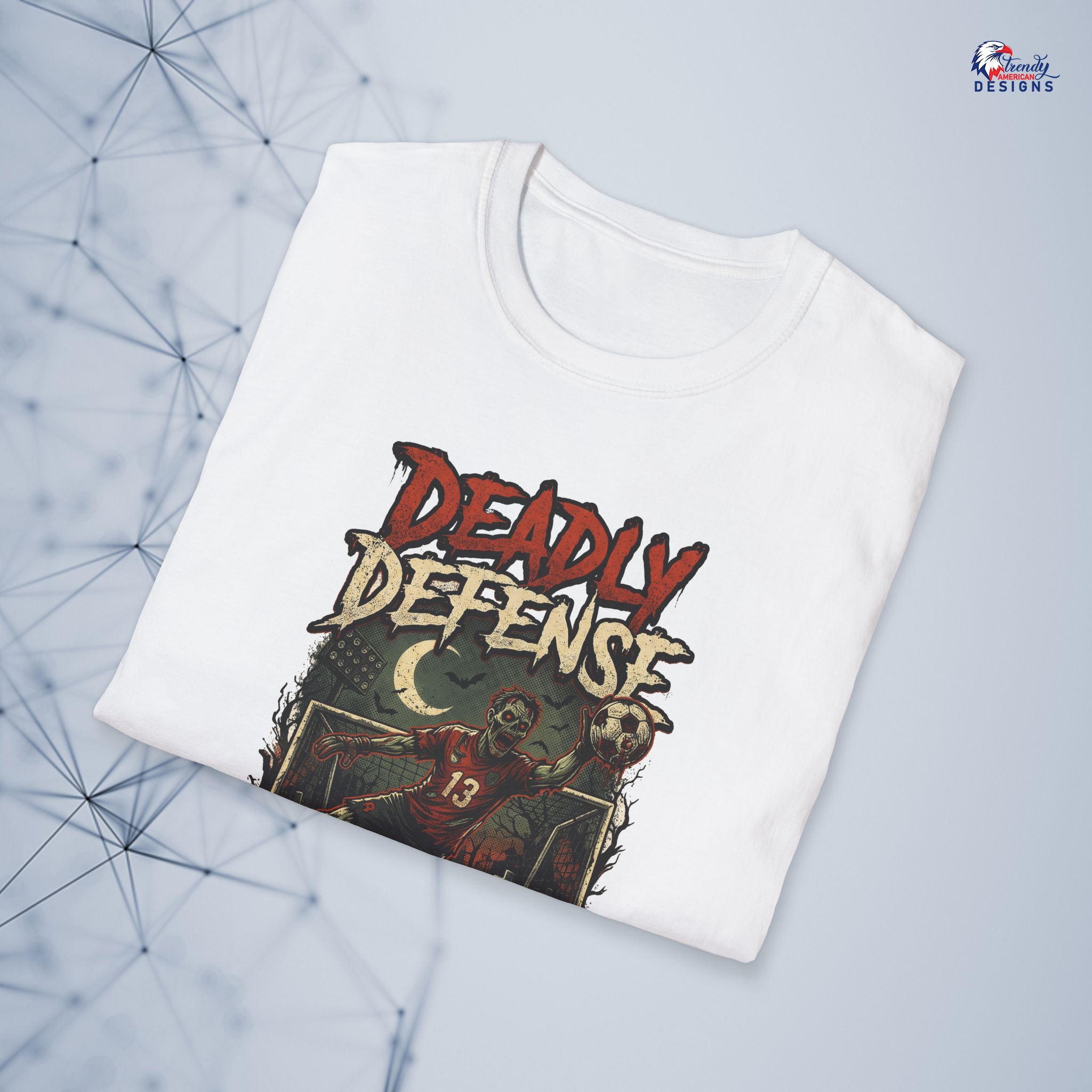 Deadly Defense Graphic Tee — Halloween Zombie Football Design - Image 9