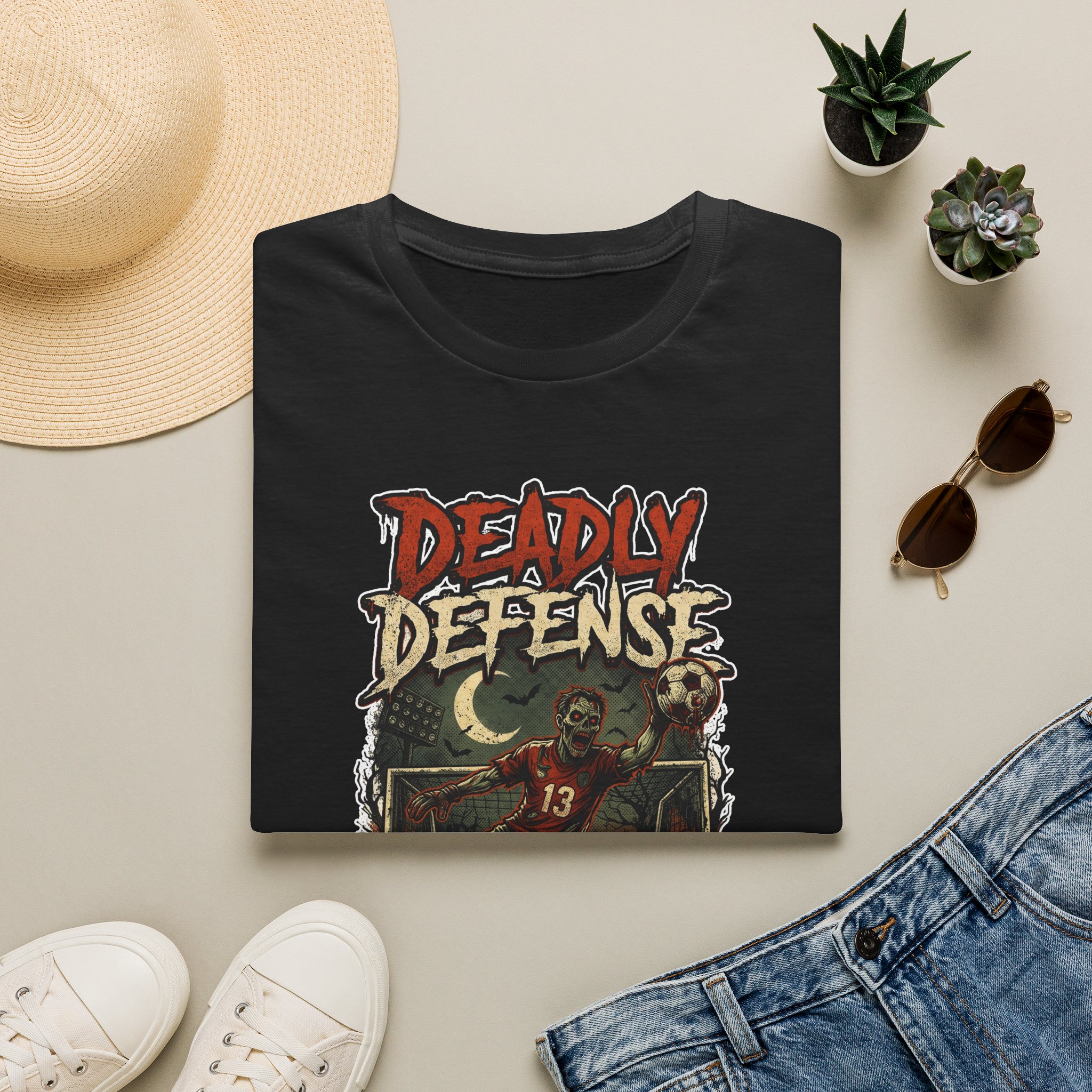 Deadly Defense Graphic Tee — Halloween Zombie Football Design - Image 2