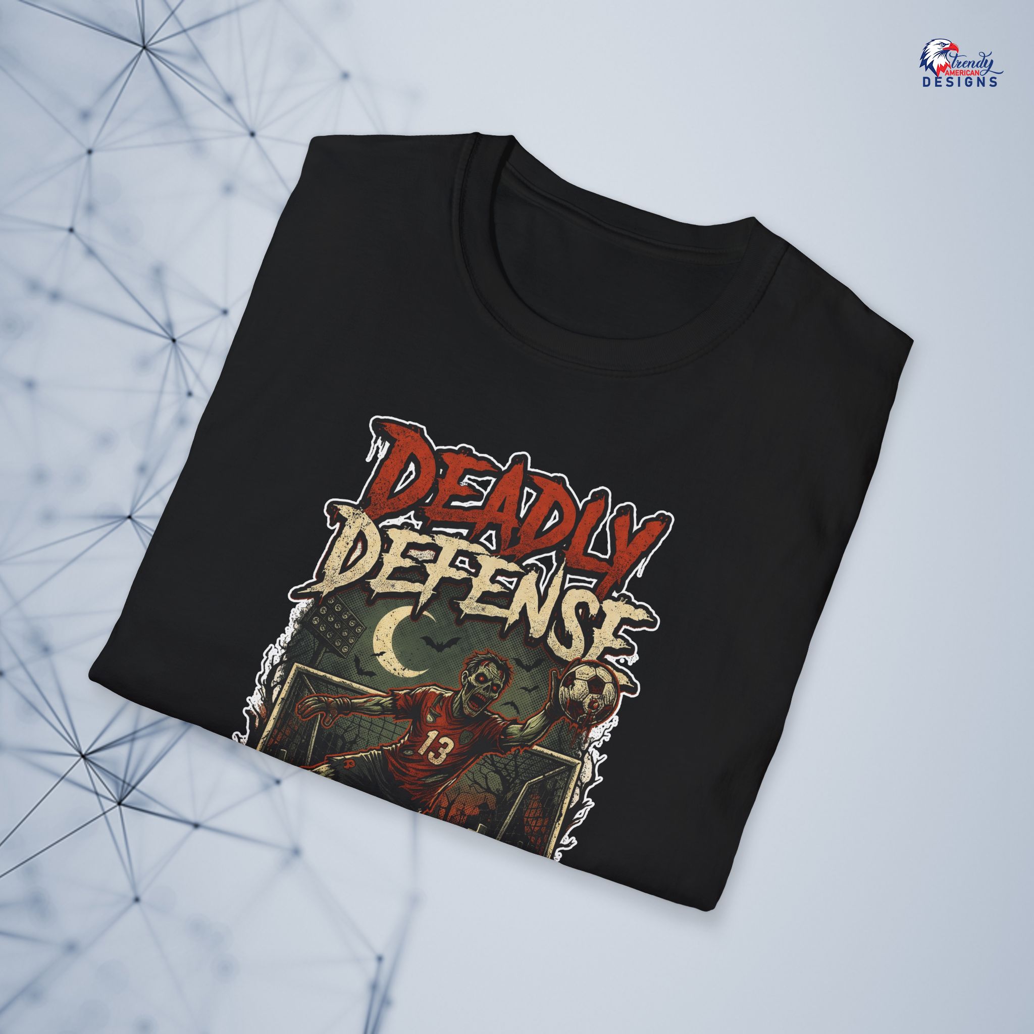 Deadly Defense Graphic Tee — Halloween Zombie Football Design - Image 5