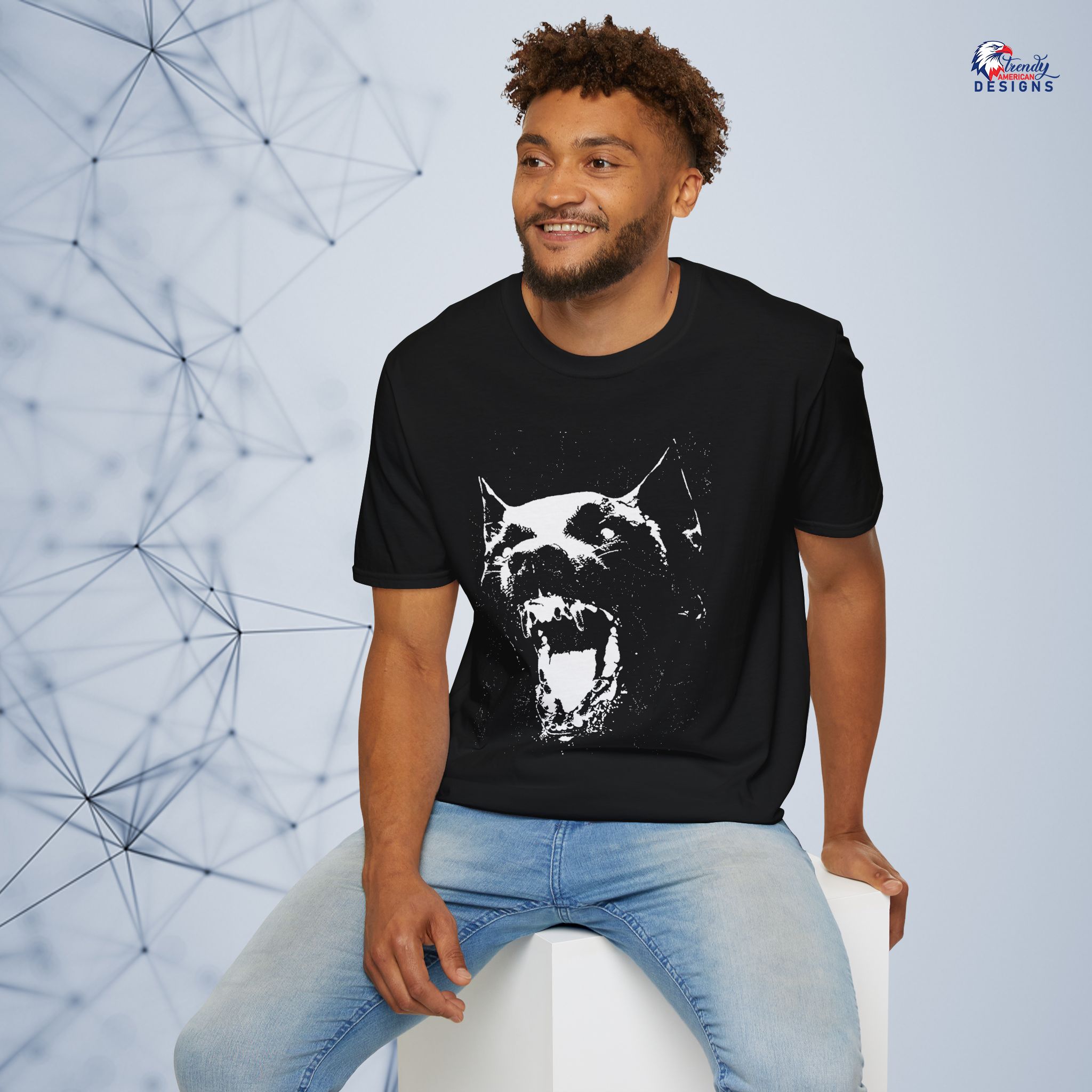 Angry Dog Graphic T-Shirt — 'Angry Dog' Black Illustration Tee - Image 5