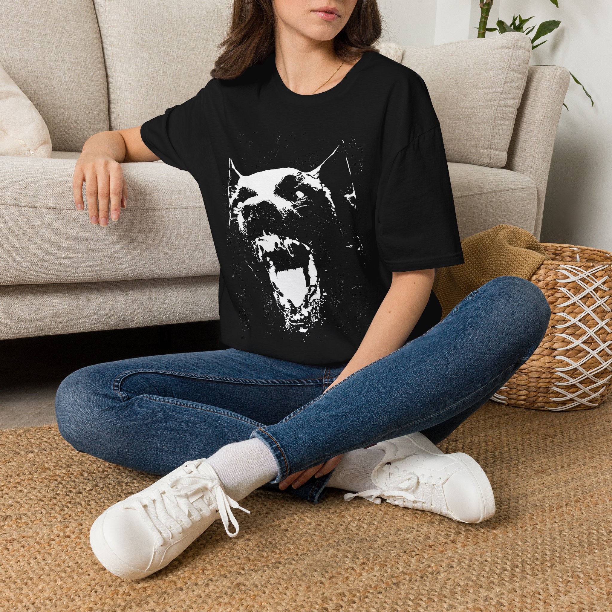 Angry Dog Graphic T-Shirt — 'Angry Dog' Black Illustration Tee - Image 2