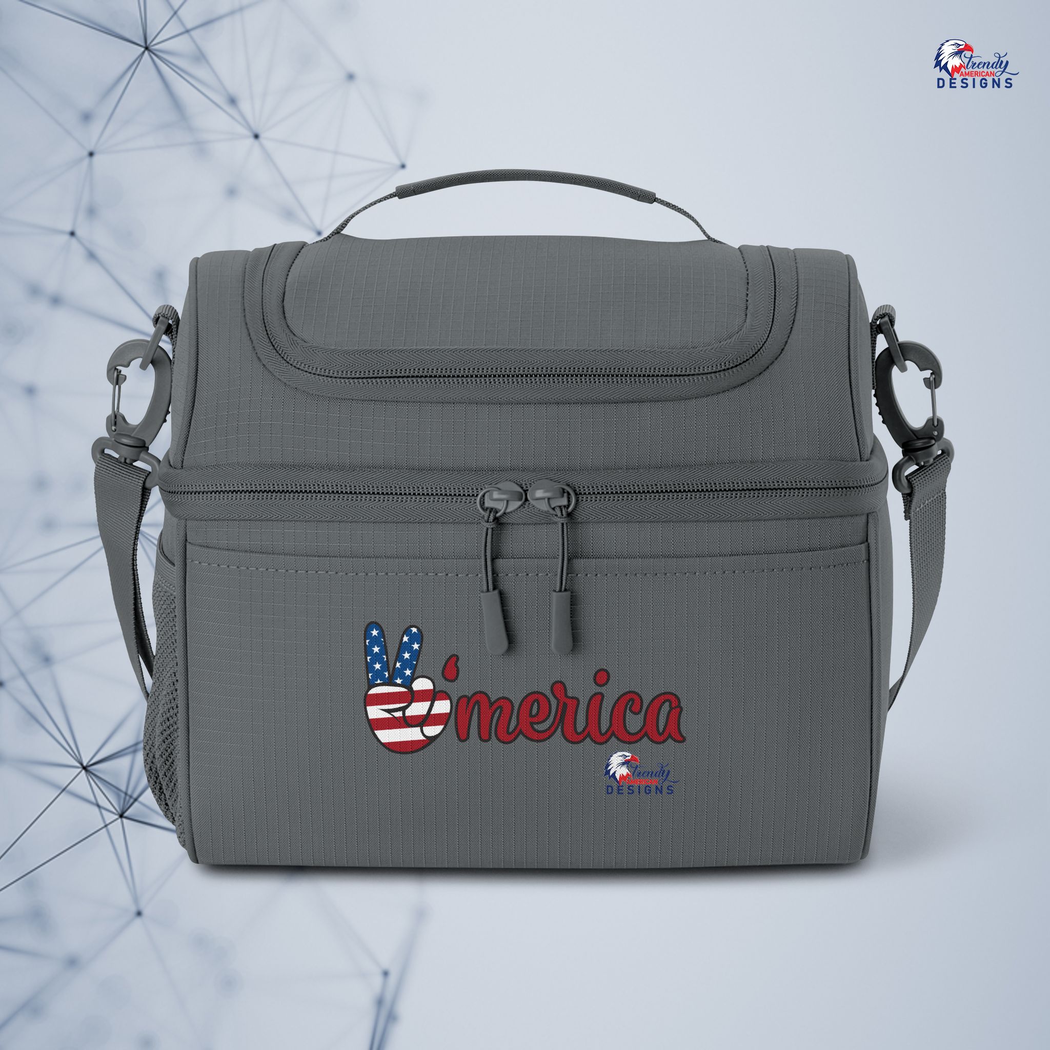 'Merica Flag Peace Sign Insulated Cooler Bag — Patriotic Lunch Tote - Image 3