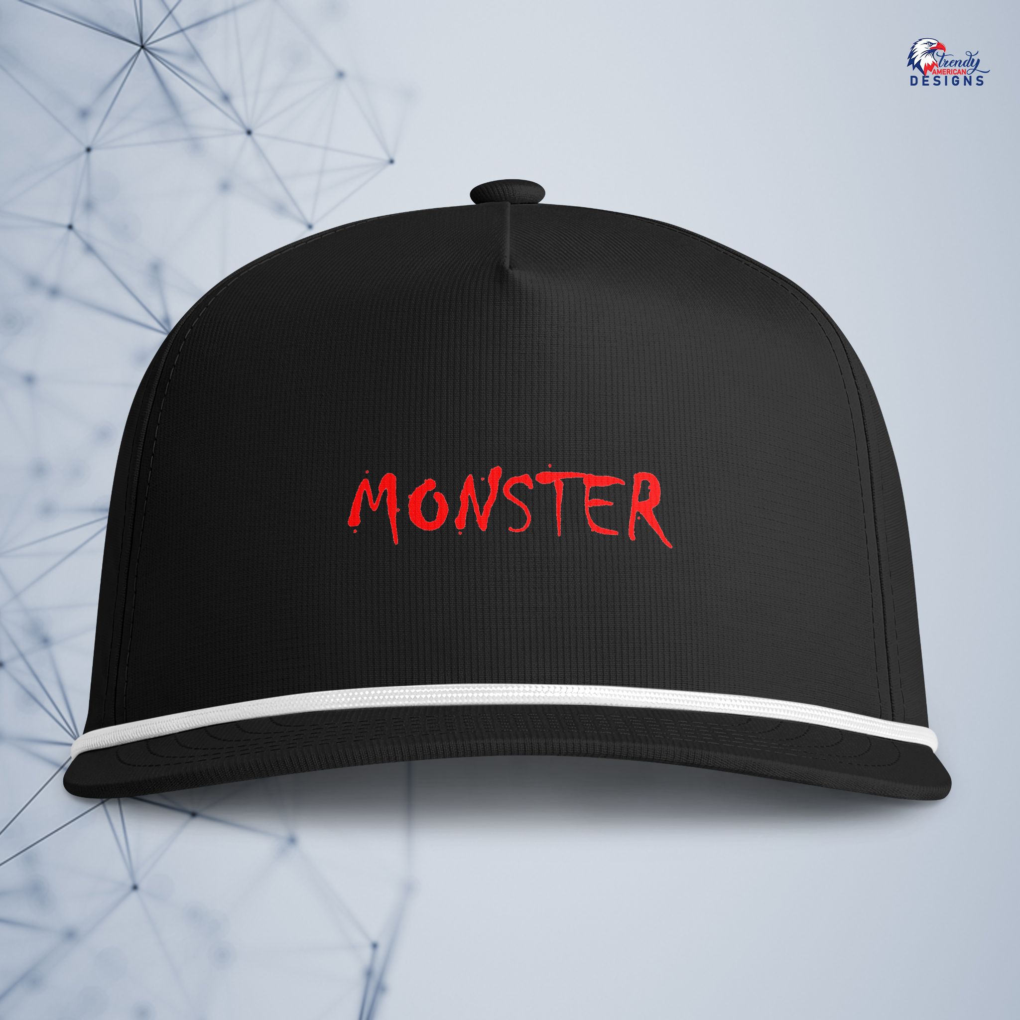 Monster Rope Cap — Sunwashed Embroidered Trucker Hat - Image 3
